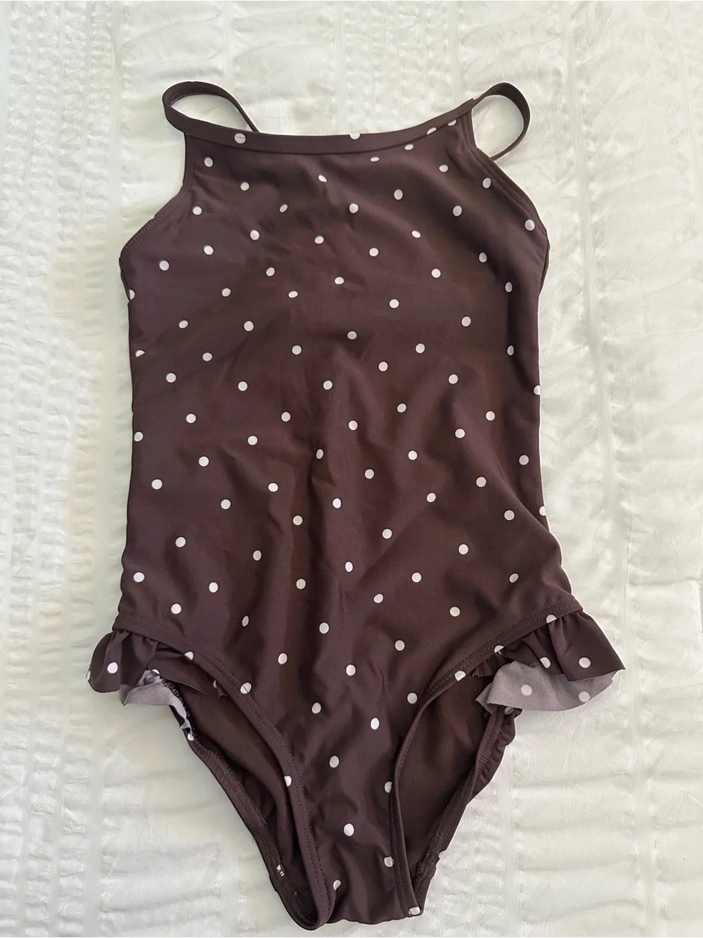 H&M Brown Polka Dot Ruffle One-Piece Swimsuit Size 5T/6